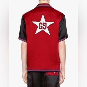 GUCCI red GG star bowling shirt- authentic -worn once  size 50 IT - US large